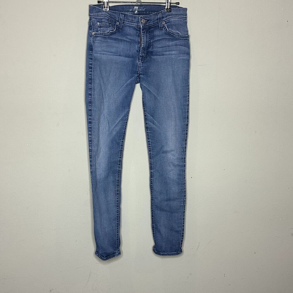 7 For All Mankind Skinny Jeans Womens 27 Blue Mid Rise Stretch Denim